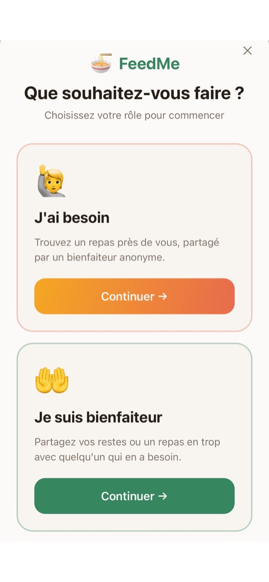 FeedMe — choisir d'offrir ou de recevoir un repas