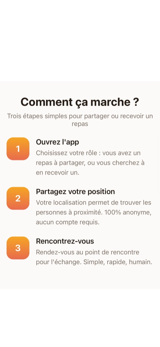 FeedMe — trois étapes pour partager ou recevoir un repas